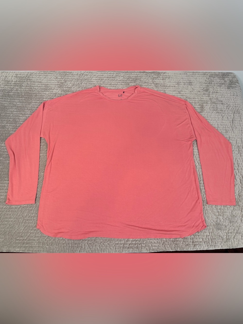 GAP Women's Luxe Long Sleeve Top XXL Pink Soft Stretch